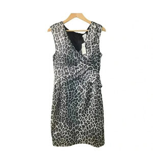 NWT CACHE cocktail satin leopard dress size 12